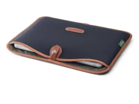 13" Laptop Slip - Black Canvas / Tan Leather