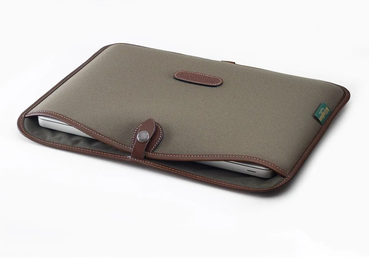 13" Laptop Slip - Sage FibreNyte / Chocolate Leather