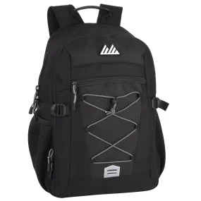 19 Inch Bungee Jacquard Cord Backpack With Padded Laptop Section - Black