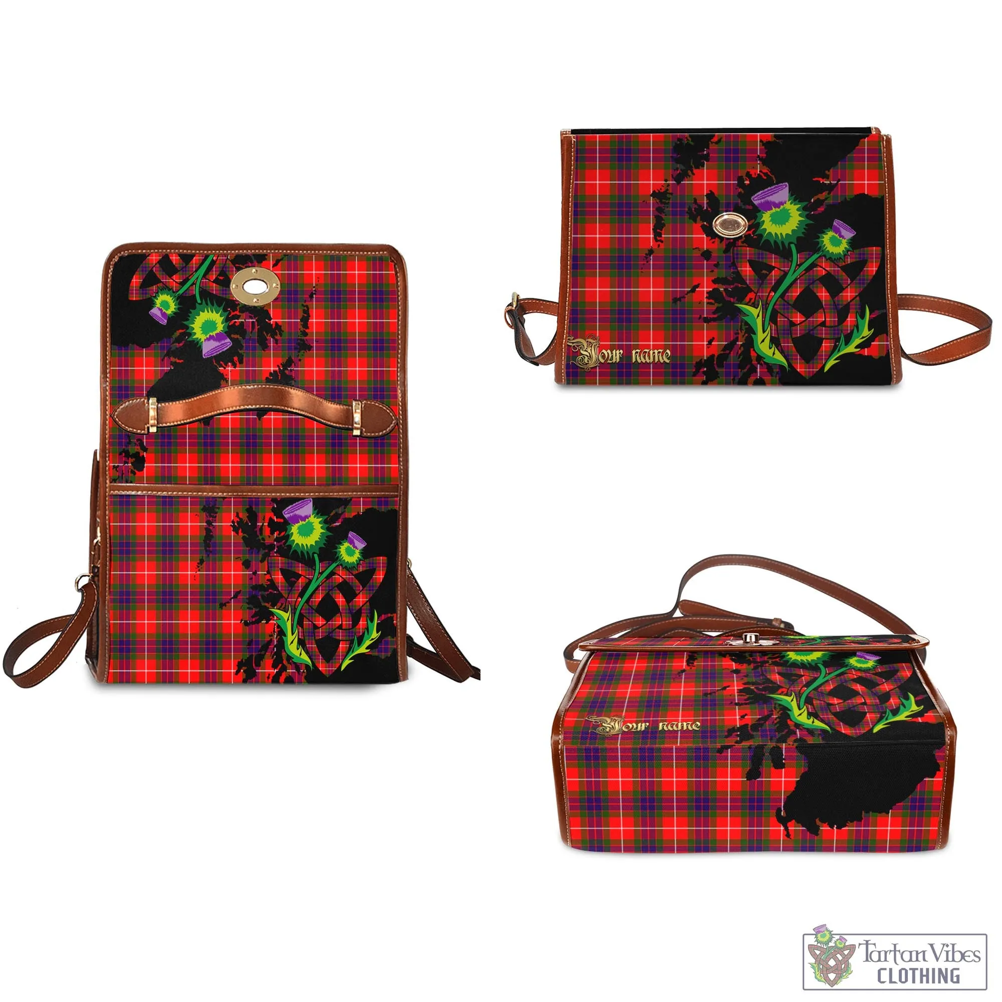 Abernethy Tartan Waterproof Canvas Bag with Scotland Map and Thistle Celtic Accents