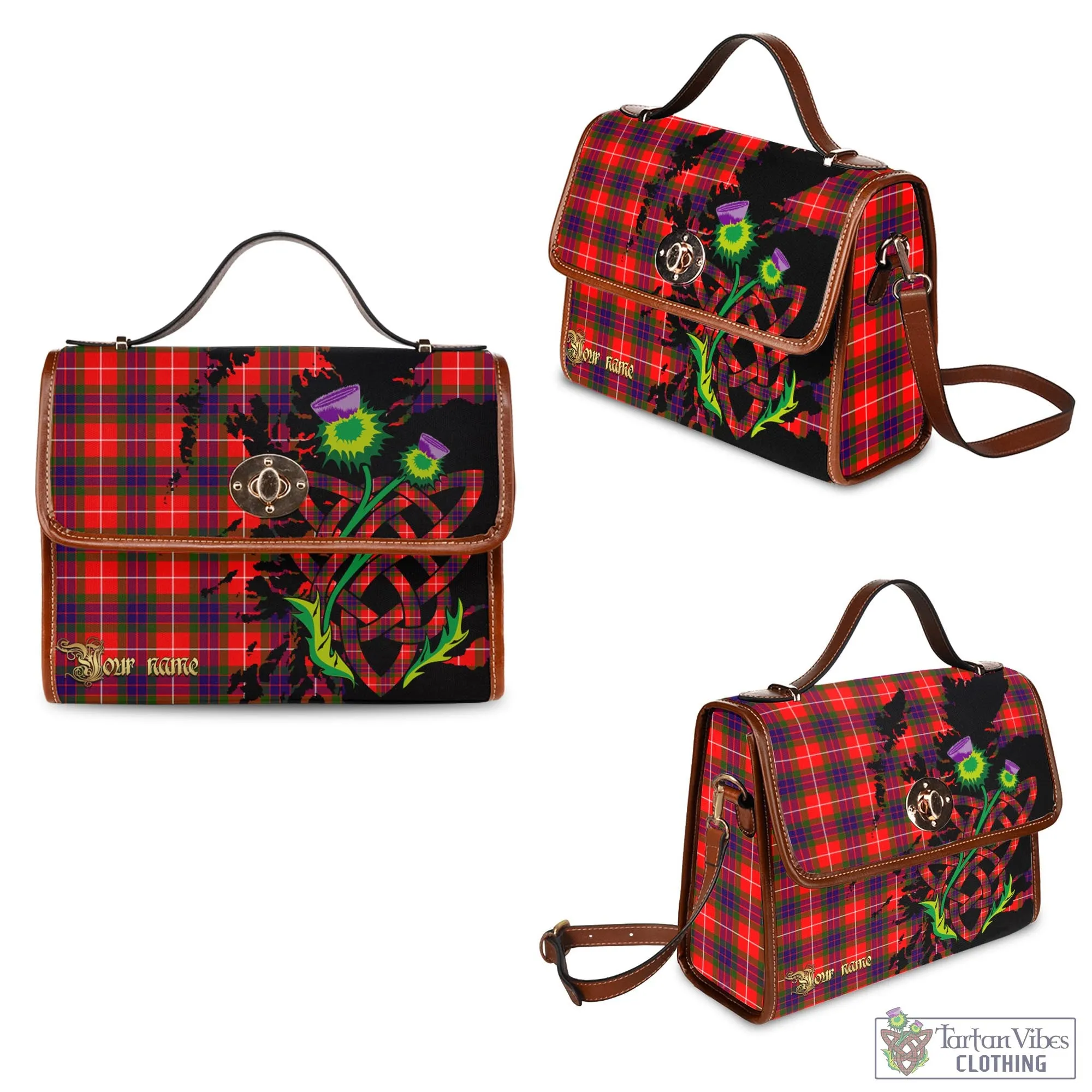 Abernethy Tartan Waterproof Canvas Bag with Scotland Map and Thistle Celtic Accents