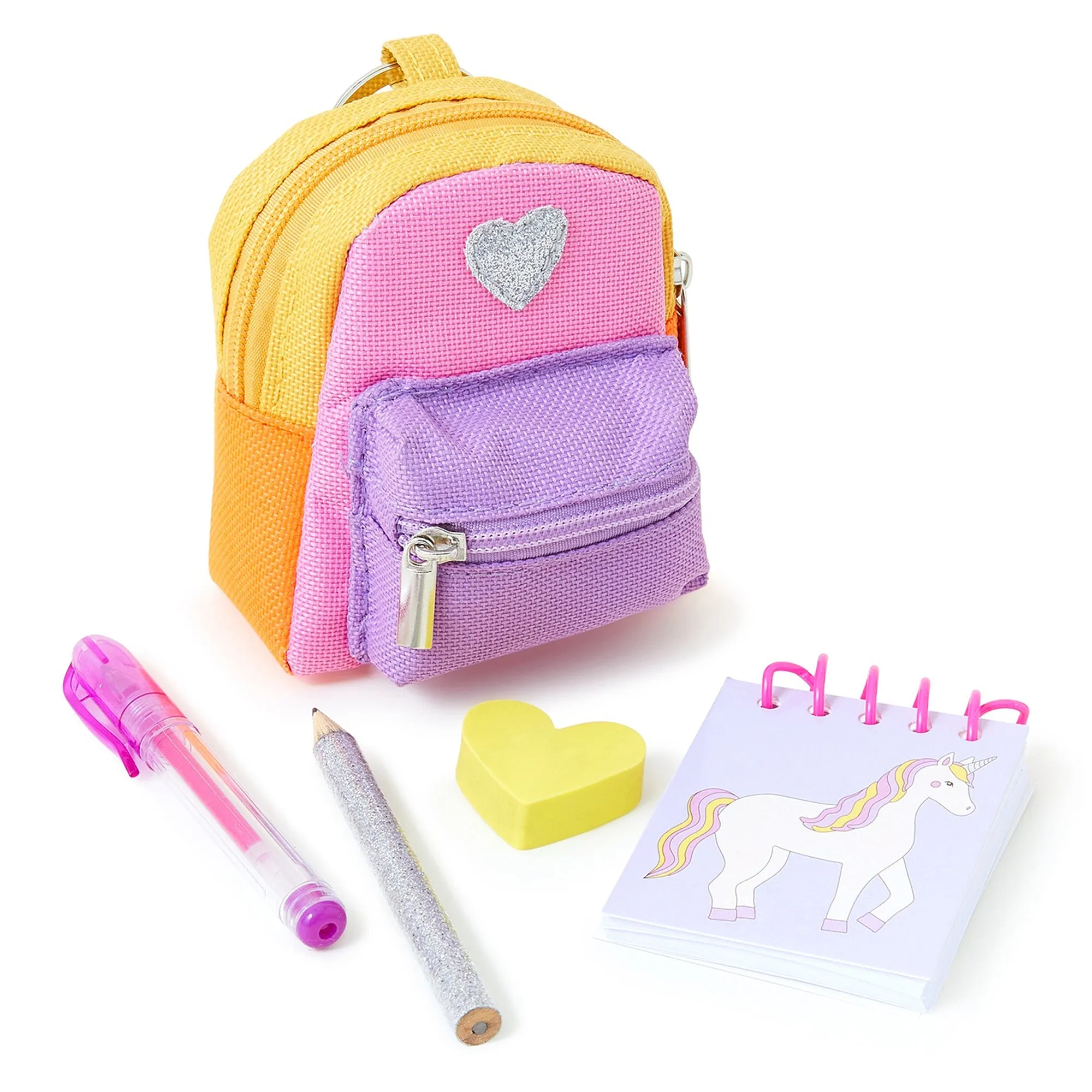 Accessorize London Girl's Mini Backpack Keyring Stationery Set