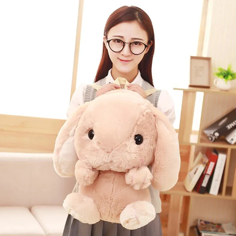 Adorable Long-Eared Rabbit Plush Backpack - Cute Kawaii Accessory