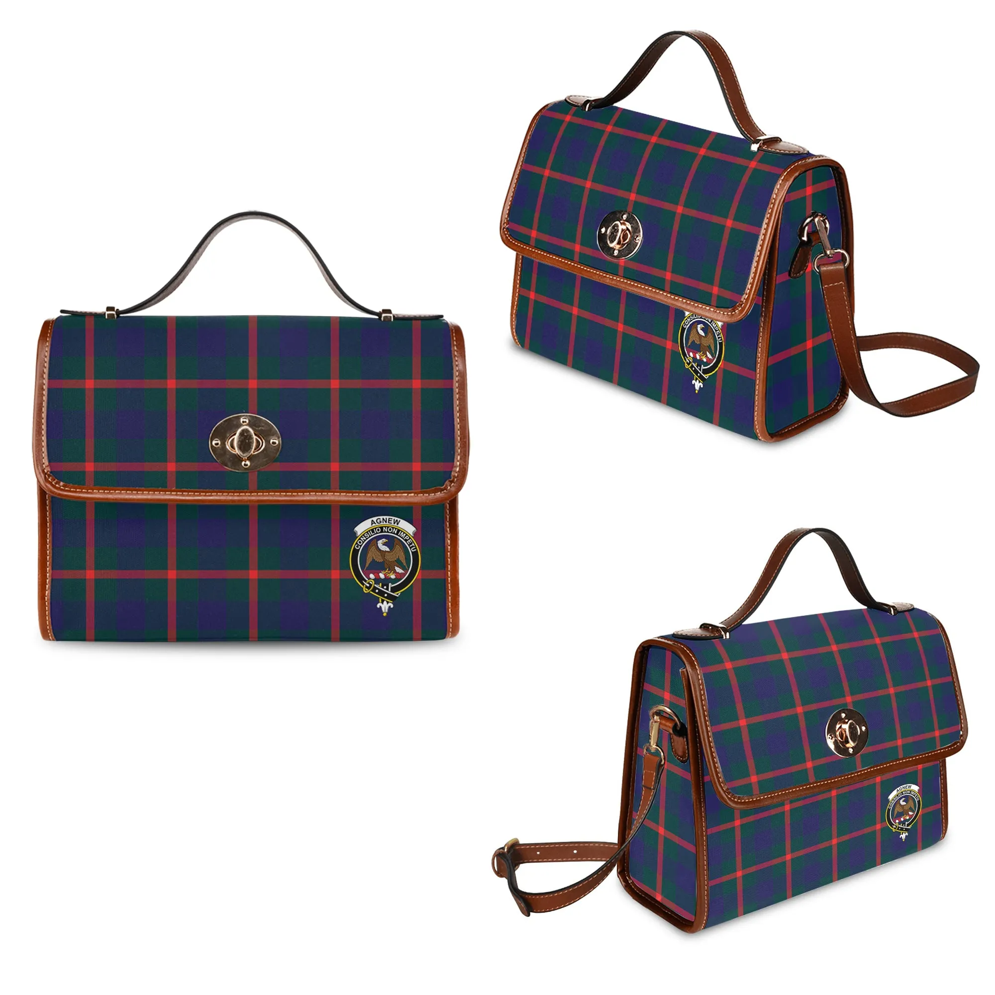 Agnew Tartan Waterproof Canvas Bag with Family Crest