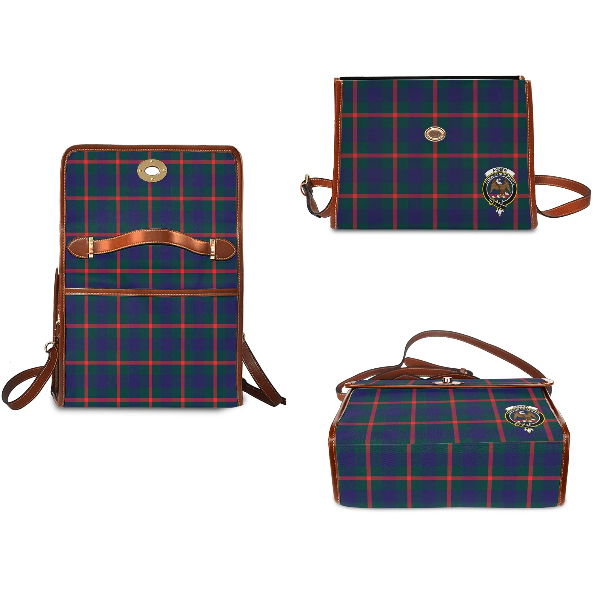 Agnew Tartan Waterproof Canvas Bag with Family Crest