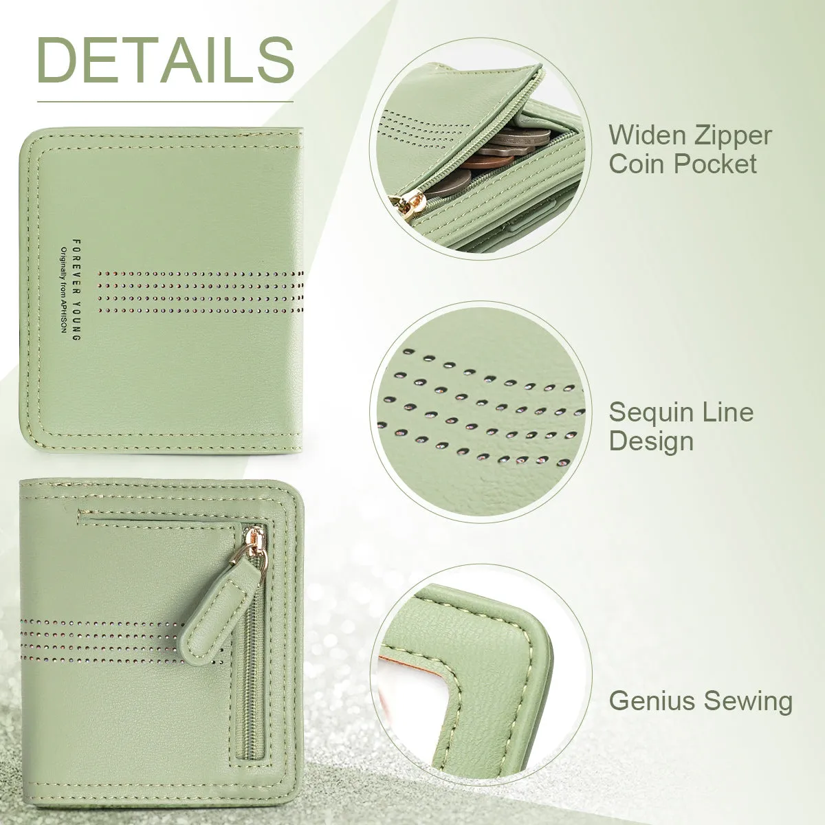 APHISON Slim RFID Small Womens Wallet - 125 Green