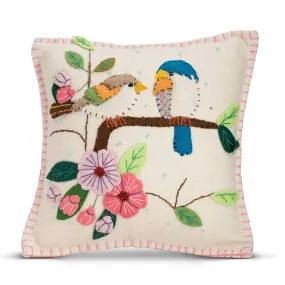 Applique Beige Bee/Bird Felt Pillow