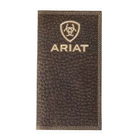 Ariat M&F Men's Rodeo Bull Hide Brown Leather Wallet