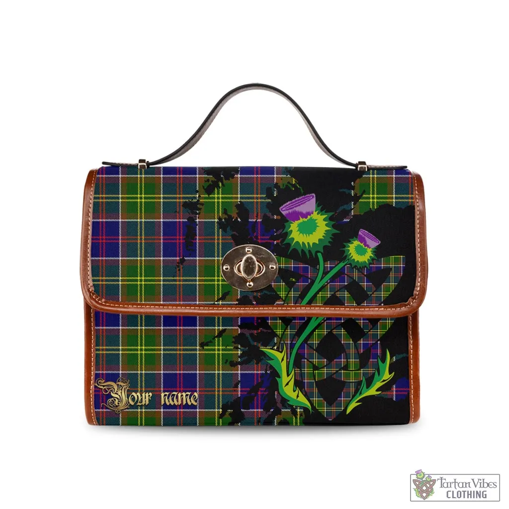 Arnott Tartan Waterproof Canvas Bag with Scotland Map and Thistle Celtic Accents