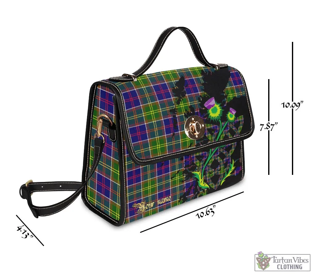 Arnott Tartan Waterproof Canvas Bag with Scotland Map and Thistle Celtic Accents