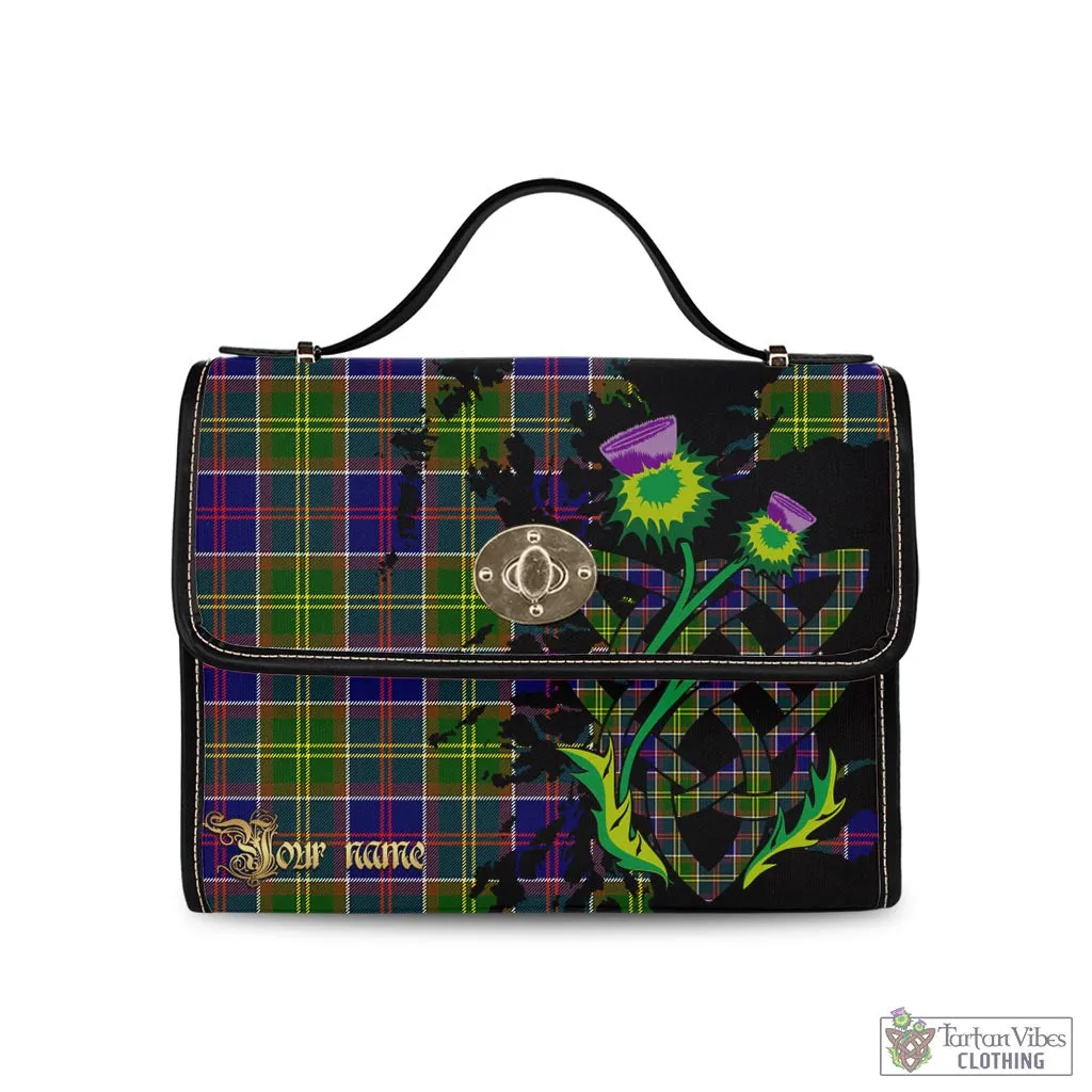 Arnott Tartan Waterproof Canvas Bag with Scotland Map and Thistle Celtic Accents