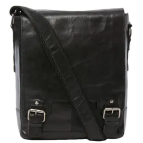 Ashwood Kingston Black Luggage Leather iPad Messenger Bag