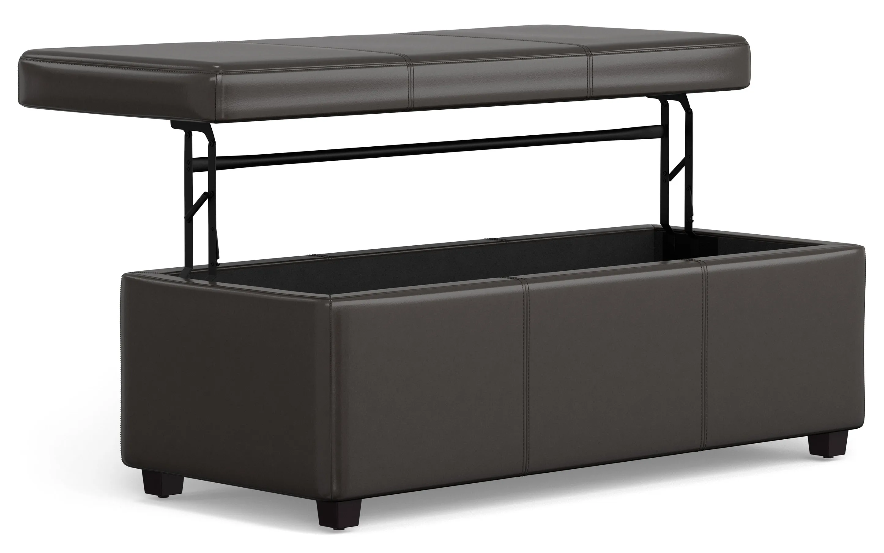 Avalon Lift Top Storage Ottoman in Vegan Leather