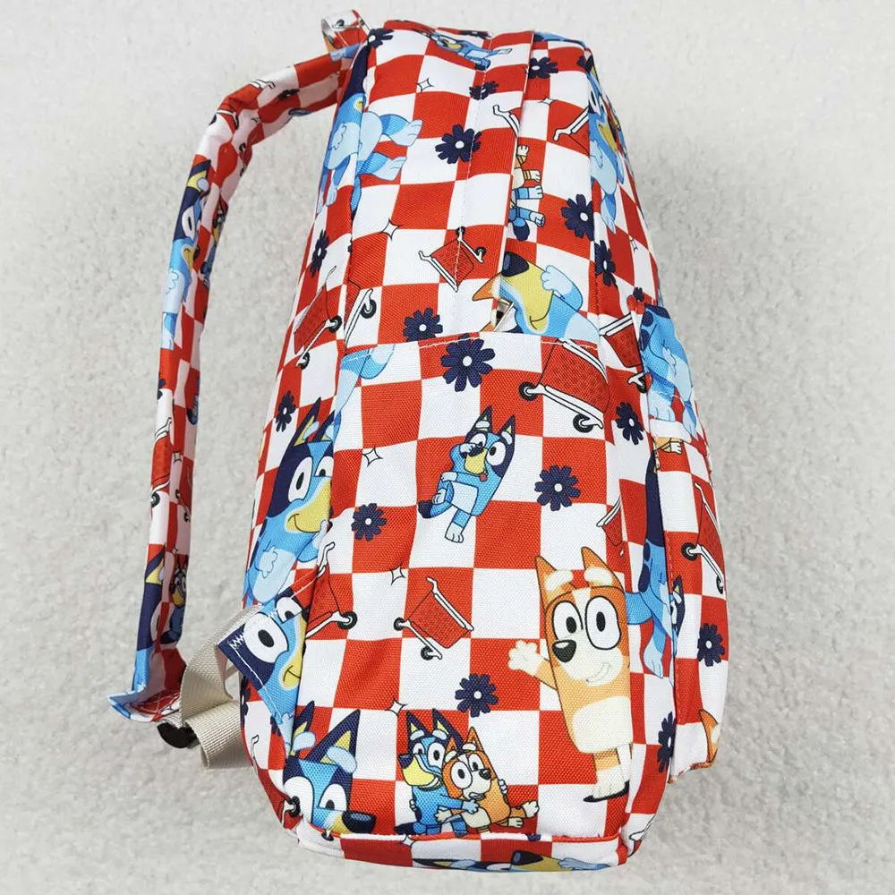 Baby Kids Backpacks Dogs Red Checkered Backpack Back Bags BA0179