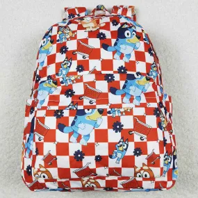 Baby Kids Backpacks Dogs Red Checkered Backpack Back Bags BA0179