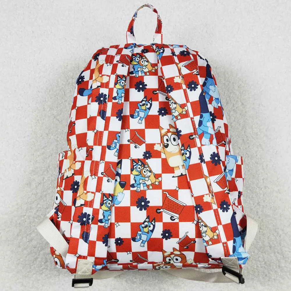 Baby Kids Backpacks Dogs Red Checkered Backpack Back Bags BA0179