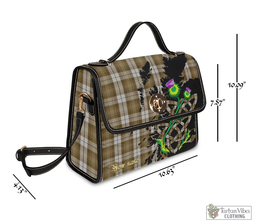 Baillie Dress Tartan Waterproof Canvas Bag with Scotland Map and Thistle Celtic Accents