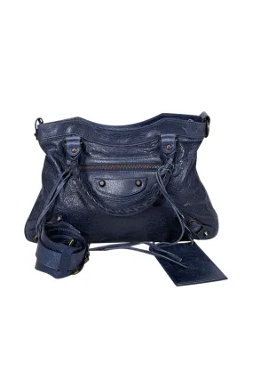 Balenciaga - Navy Leather City Crossbody Bag