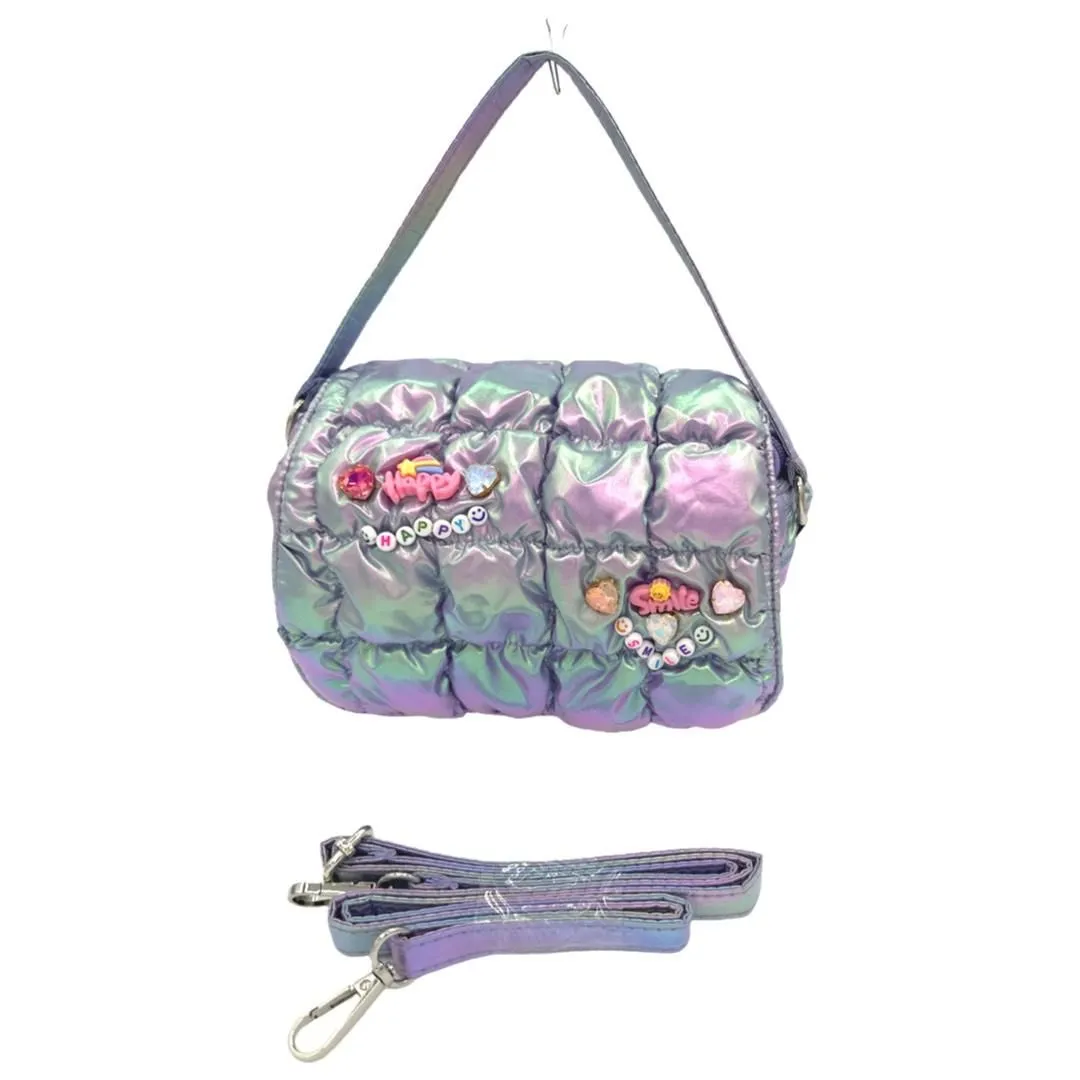 Bari Lynn Quilted Charms Handbag - Lavender