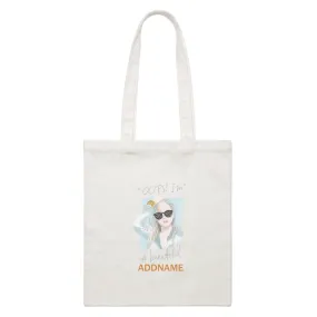 Beautiful Chic OOPS! I'm beautiful With Addname White Canvas Bag