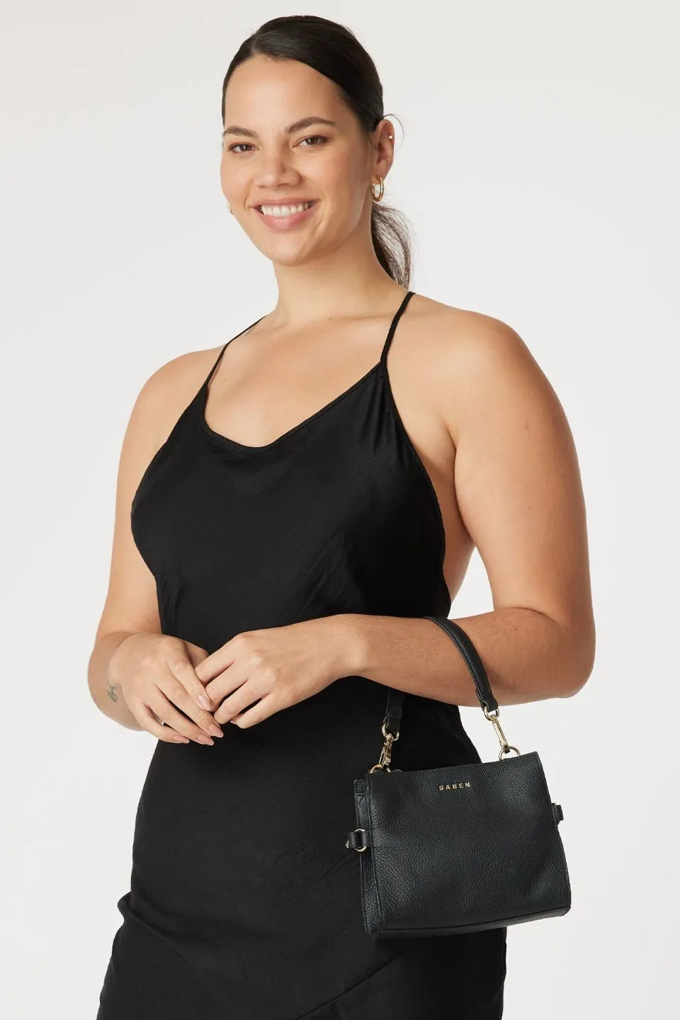 Birdie Black Mini Top Handle Square Crossbody Bag