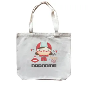 Birthday Cars Race Racer Girl Ready Set Go Addname Canvas Bag