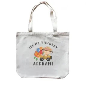 Birthday Safari Explorer Girl Driving Jeep Car It's My Birthday Addname Canvas Bag