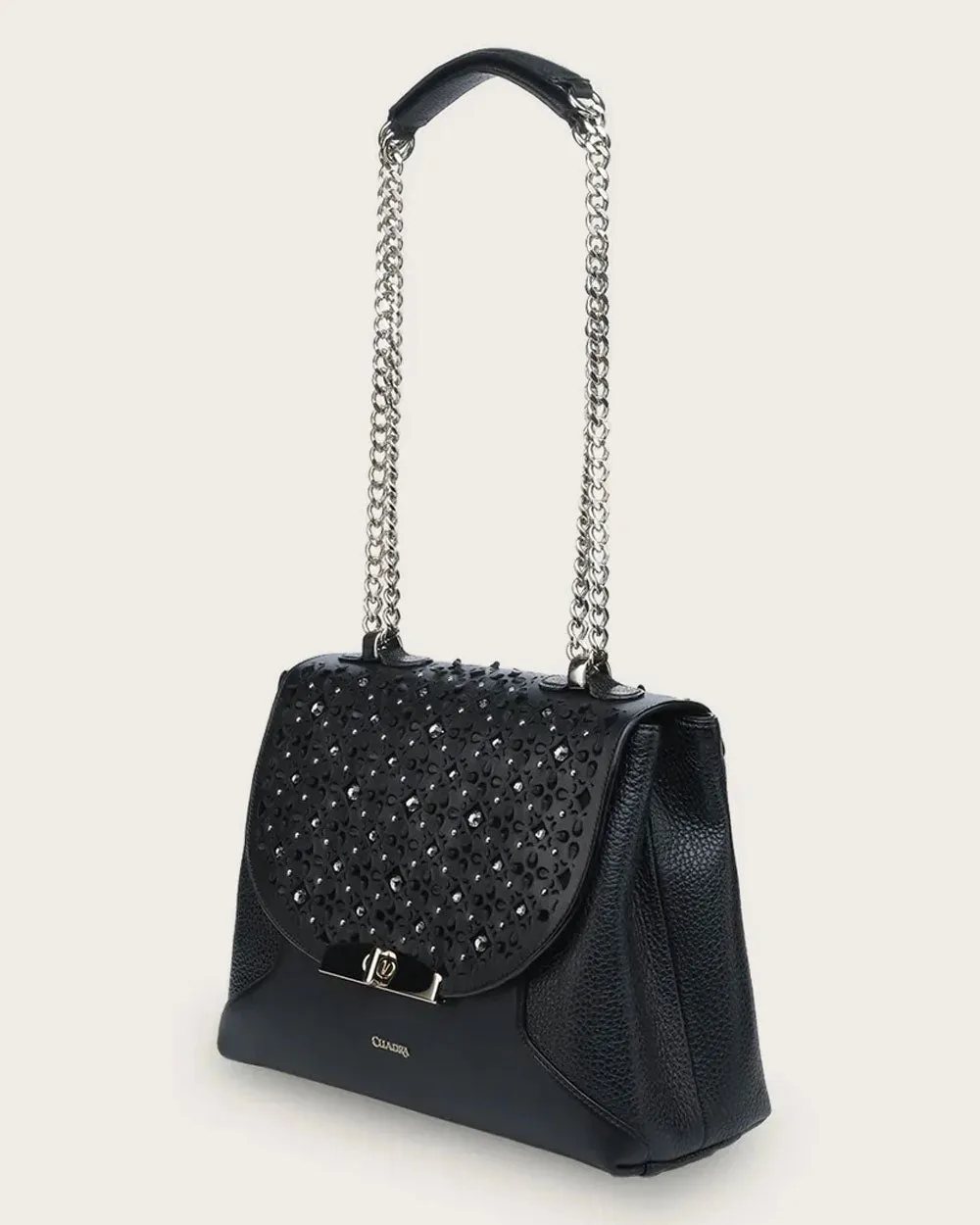 Black bovine shoulder handbag