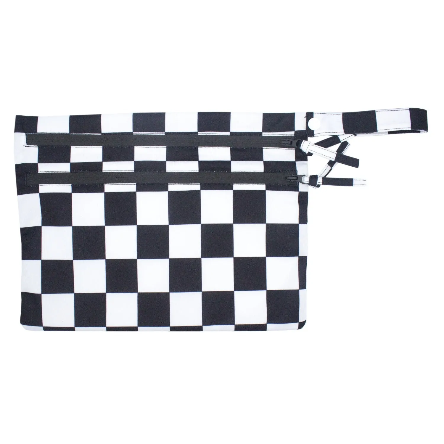 Black Checkerboard - Waterproof Wet Bag (For mealtime, on-the-go, and more!)