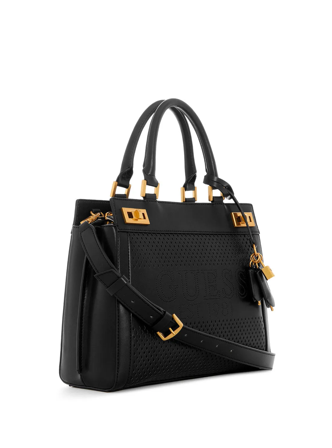 Black Katey Perf Satchel Bag