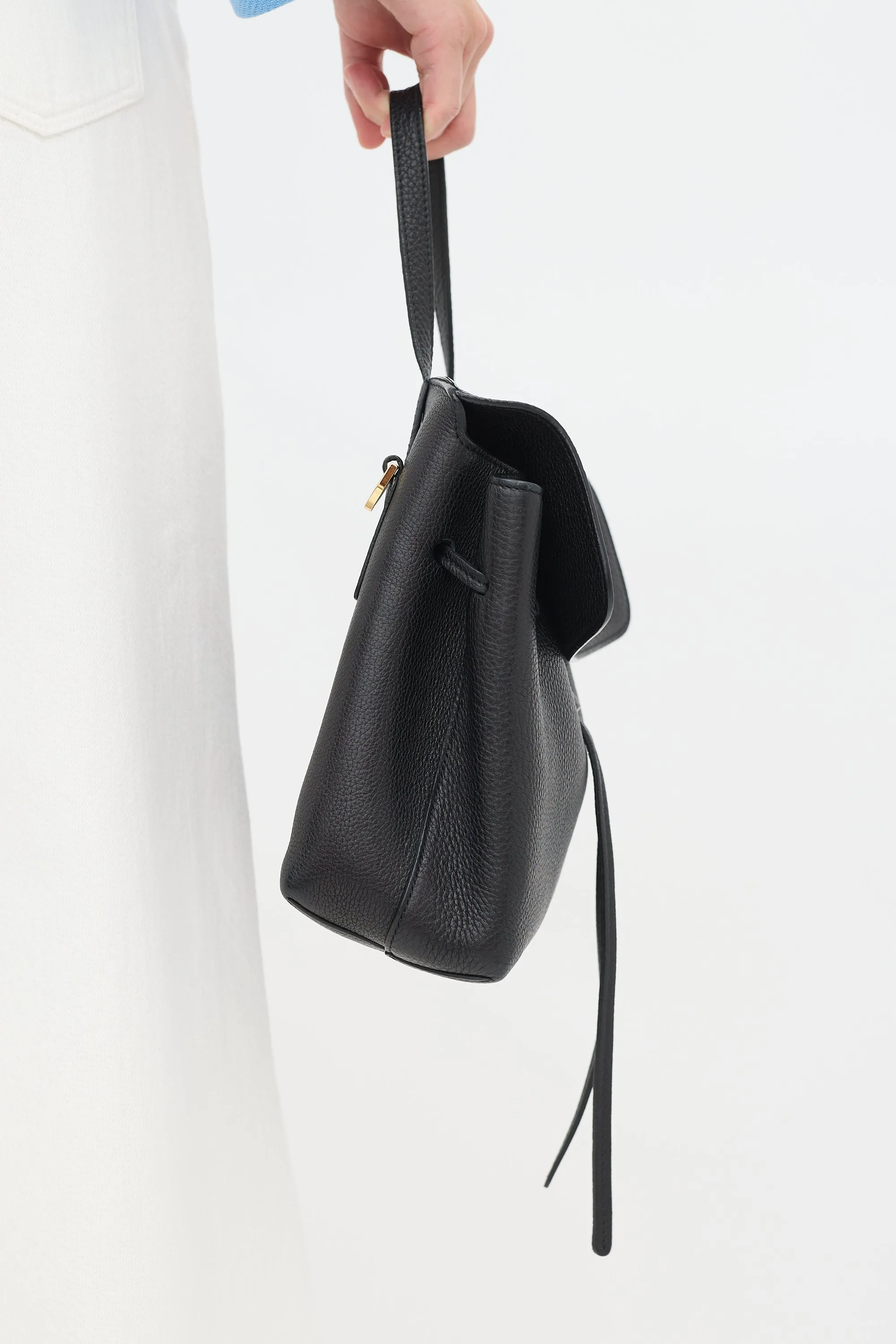 Black Pebbled Leather Lady Bag