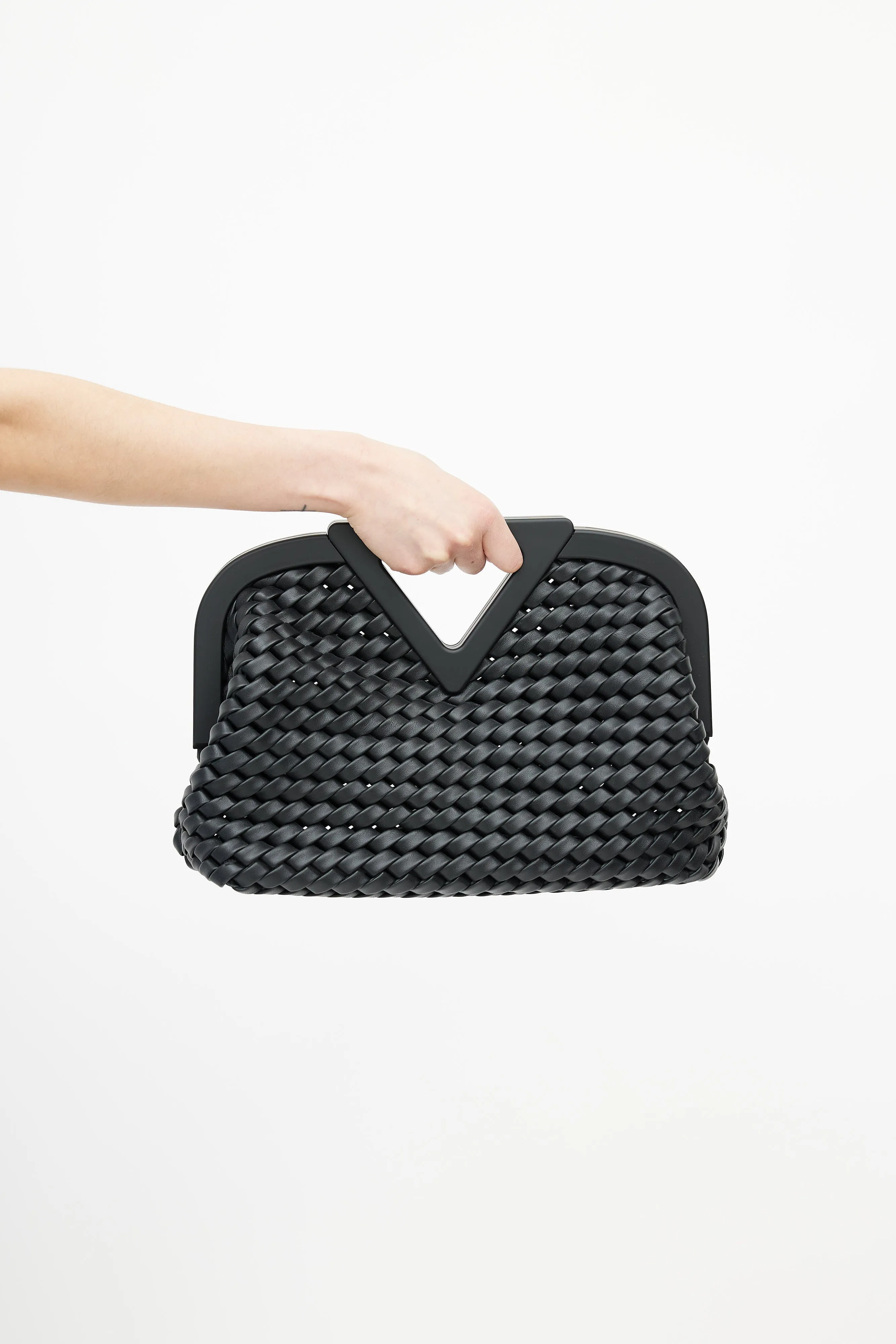 Black Woven Point Crossbody Bag