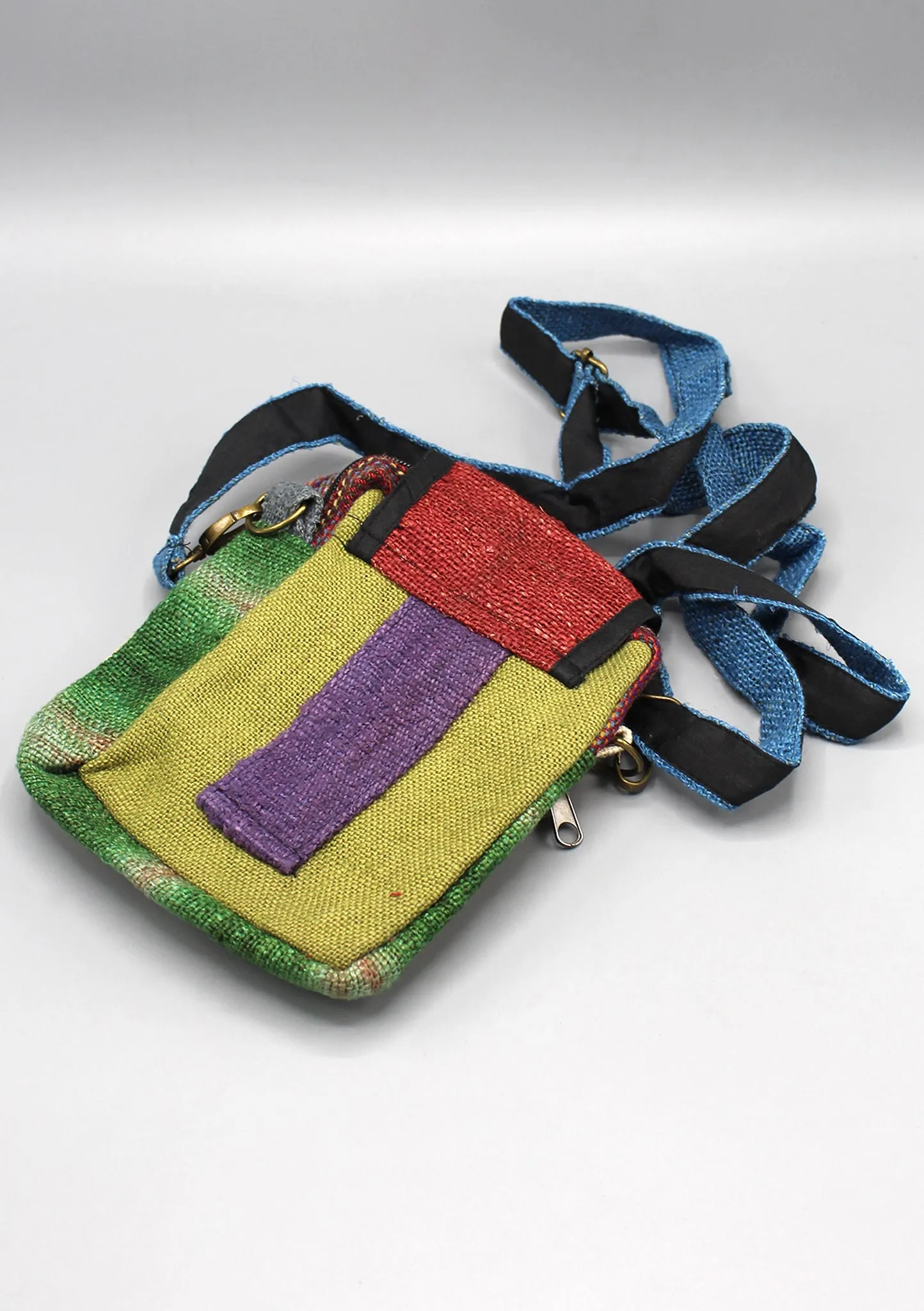 Blue Green Hemp Cotton Mix Passport Bag