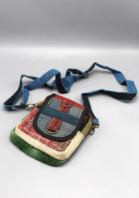 Blue Green Hemp Cotton Mix Passport Bag