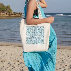 Blue Seashells Beach Tote