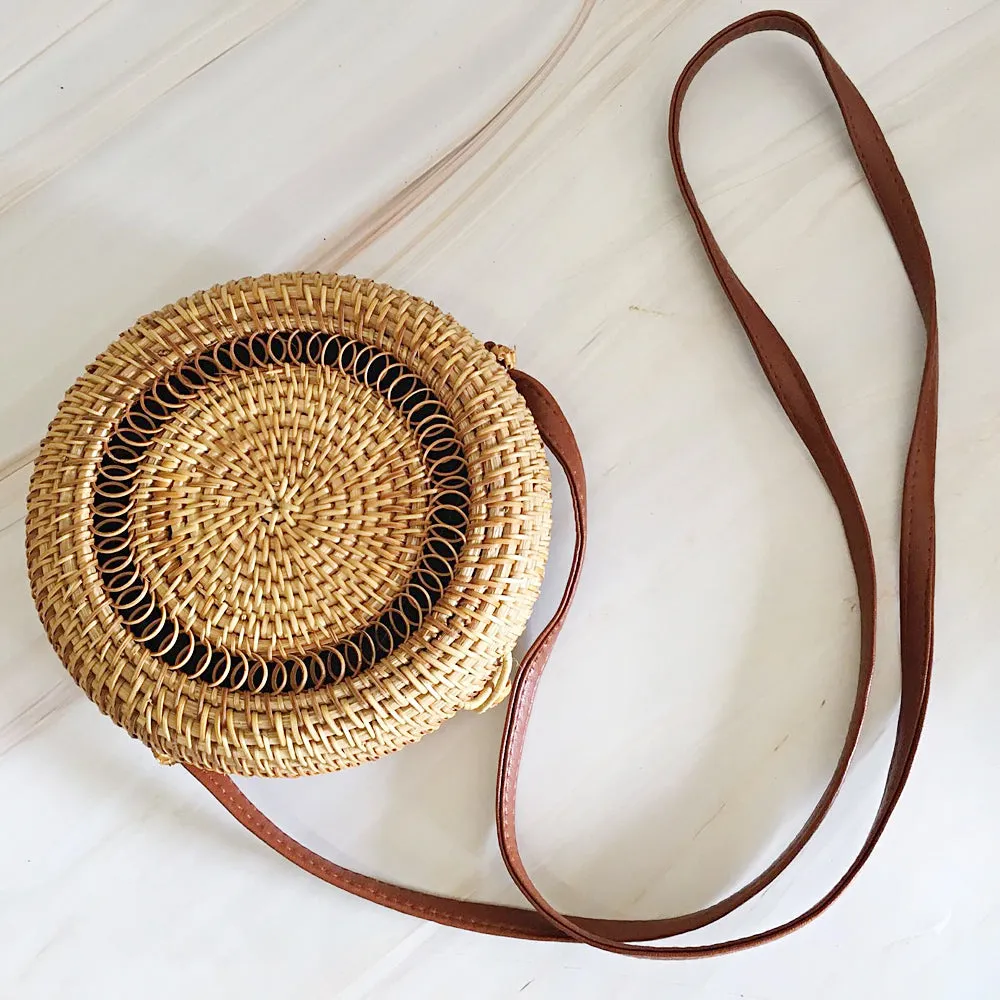 Bohemian Circle Wicker Rattan Shoulder Bag