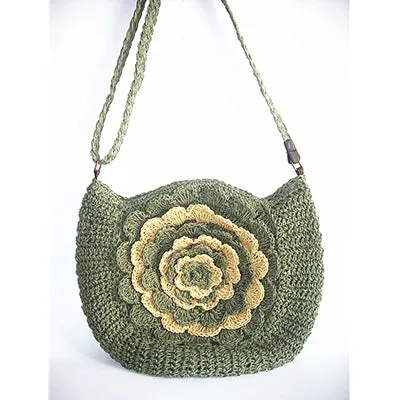 Bohemian Knitted Straw Floral Beach Shoulder Bag