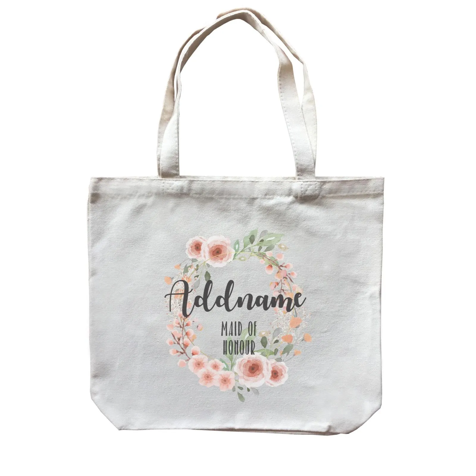 Bridesmaid Floral Sweet 2 Watercolour Flower Wreath Maid Of Honour Addname Canvas Bag