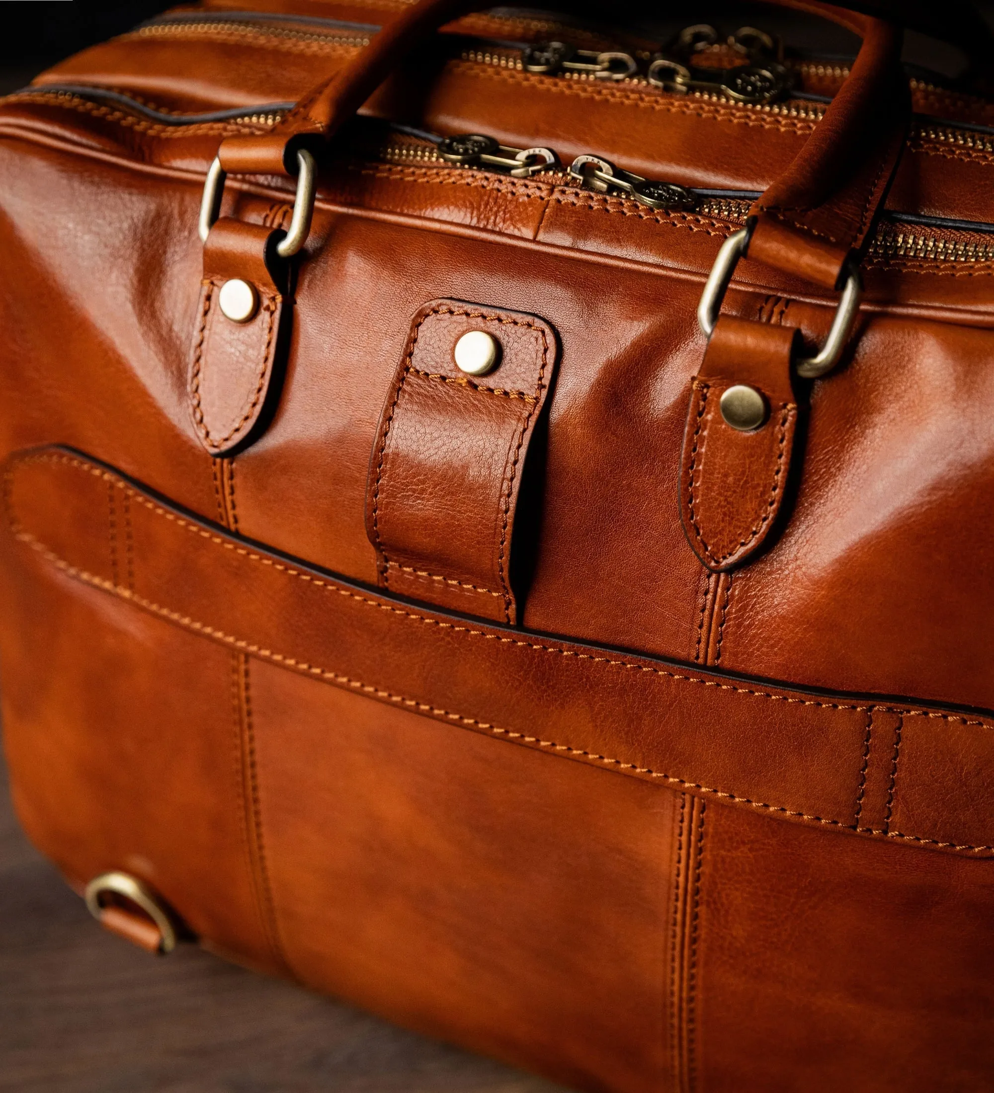 Brown Full-Grain Italian Leather Convertible Briefcase Backpack - A Farewell to Arms