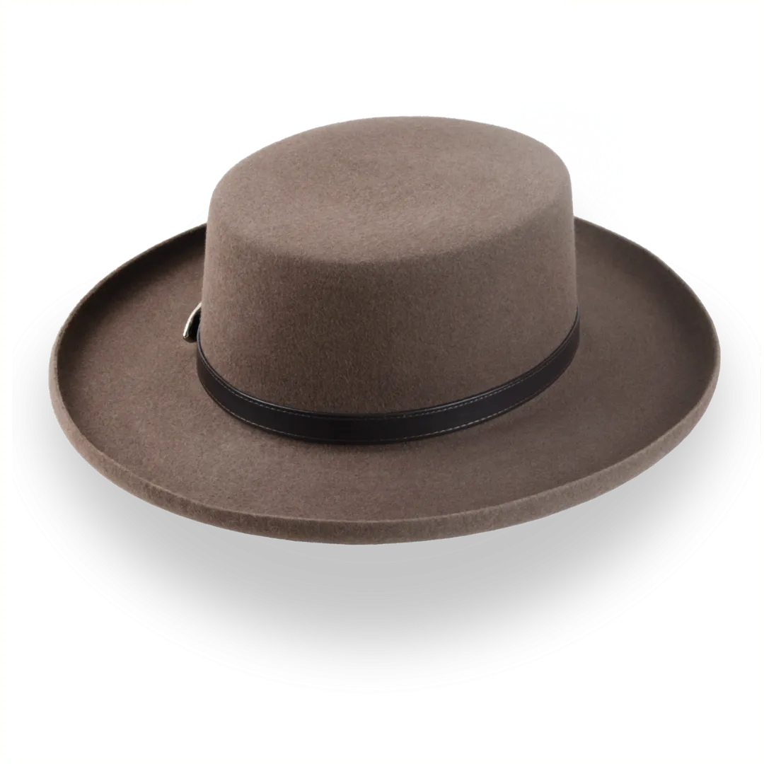 Brown Western Gambler Hat with Rolled Brim | The Ranchero