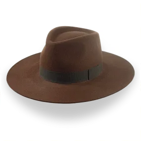 Brown Wide Brim Rancher Fedora Hat in Durable Fur Felt | The Caravan