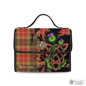 Buchanan Old Set Weathered Tartan Waterproof Canvas Bag with Scotland Map and Thistle Celtic Accents