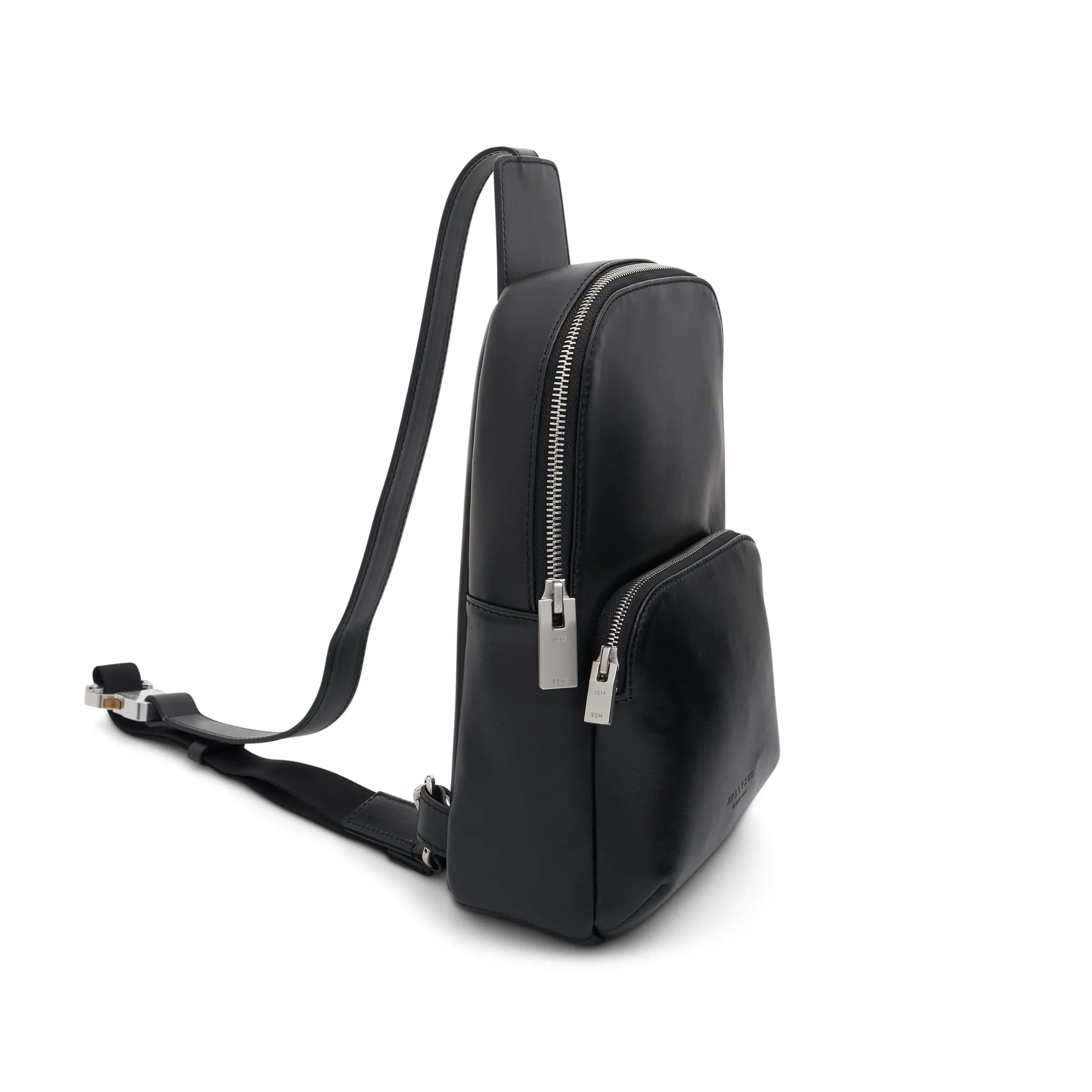 Buckle Leather Small Crossbody Bag in Black