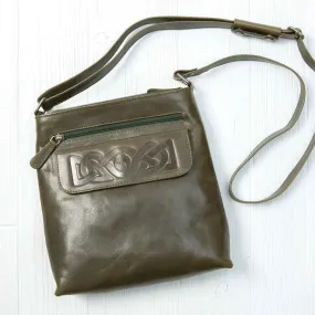 Celtic Crossbody Leather Bag- Dark Green