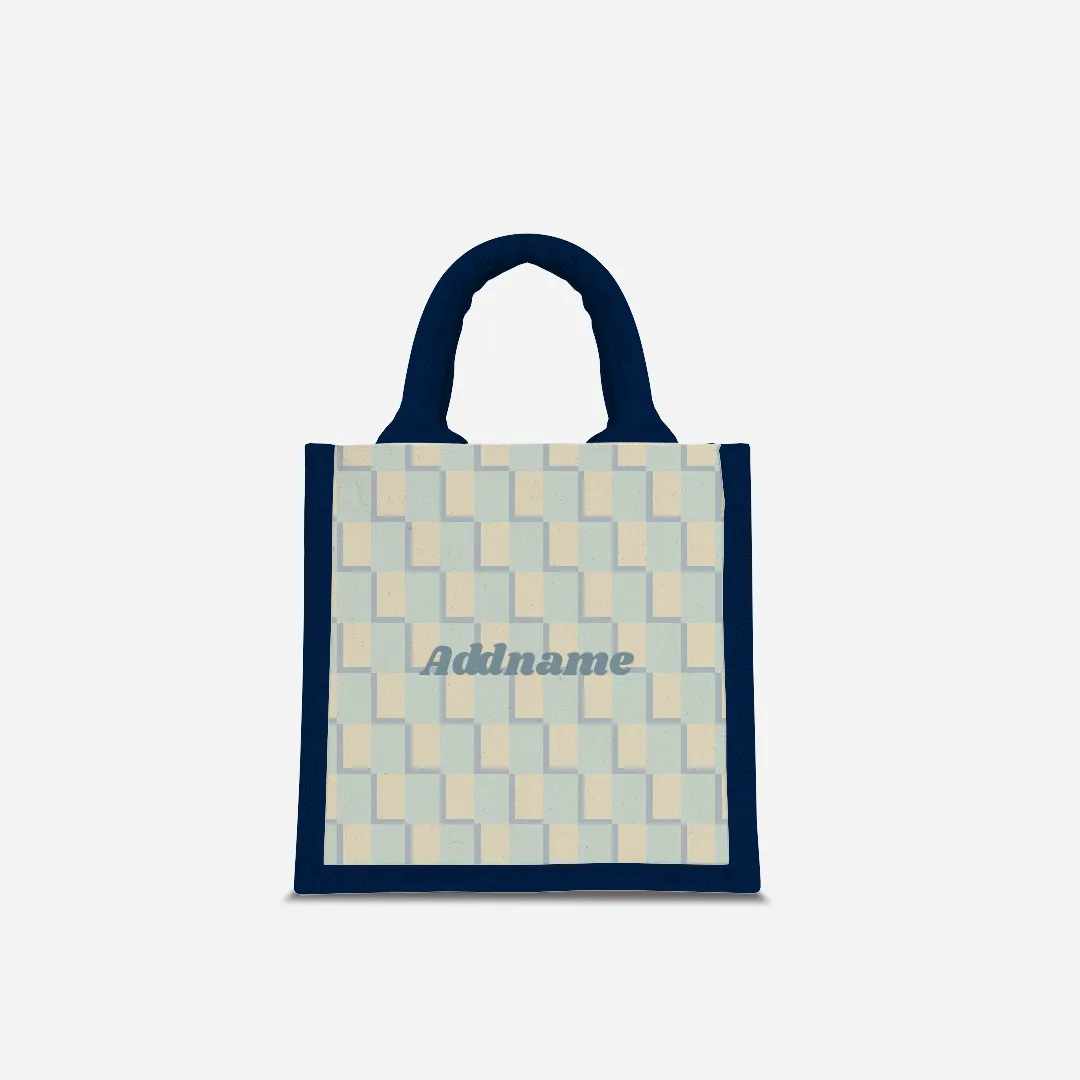 Checkered Series Half Lining Lunch Bag  - Blue Navy