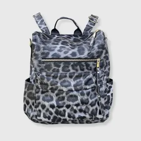 Cheetah Black Leather Backpack