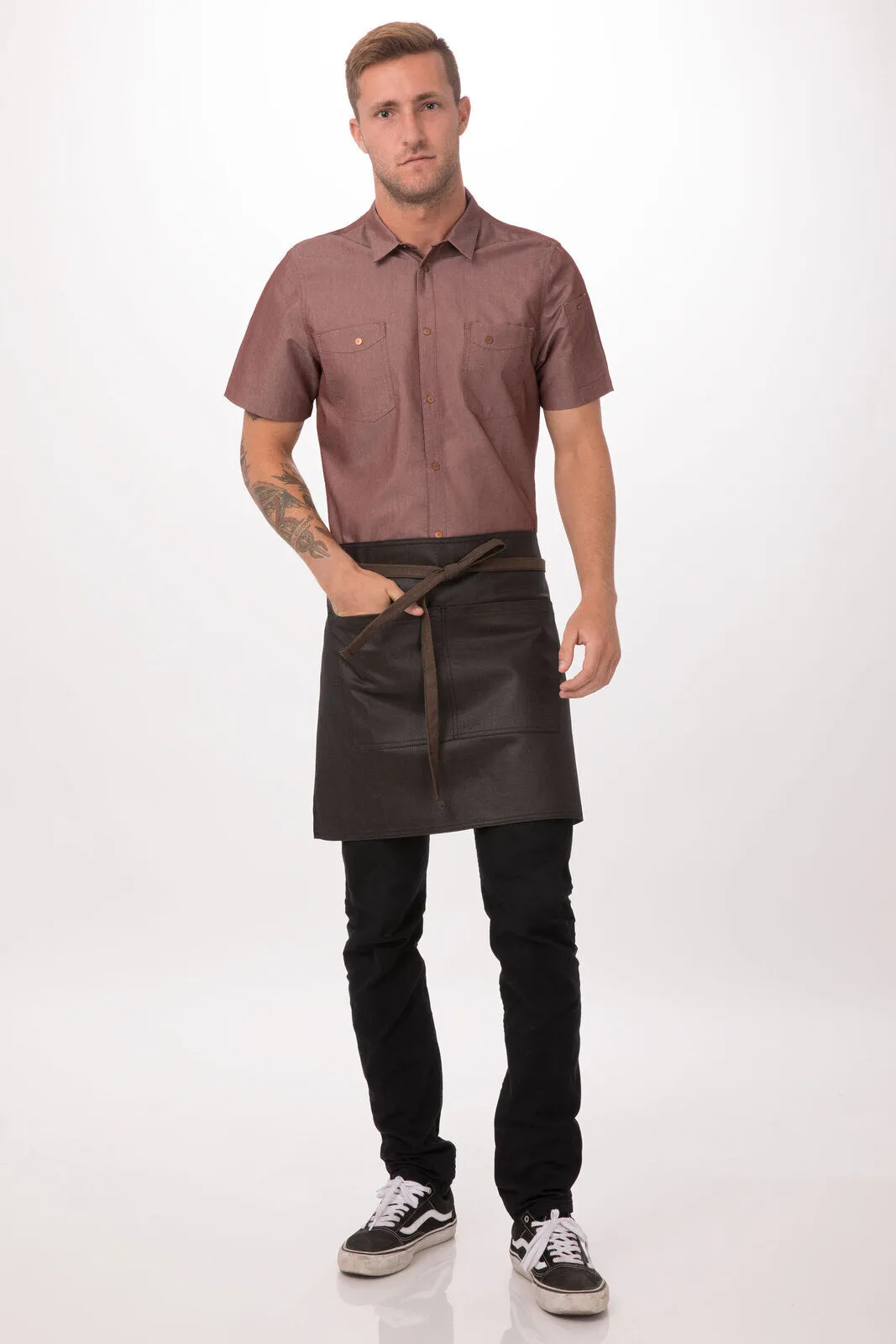 Chef Works Boulder Half Bistro Apron- Brown Black