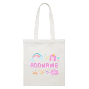 Children's Day Gift Series Cute Pink Girl Princess Rainbow Addname  Canvas Bag