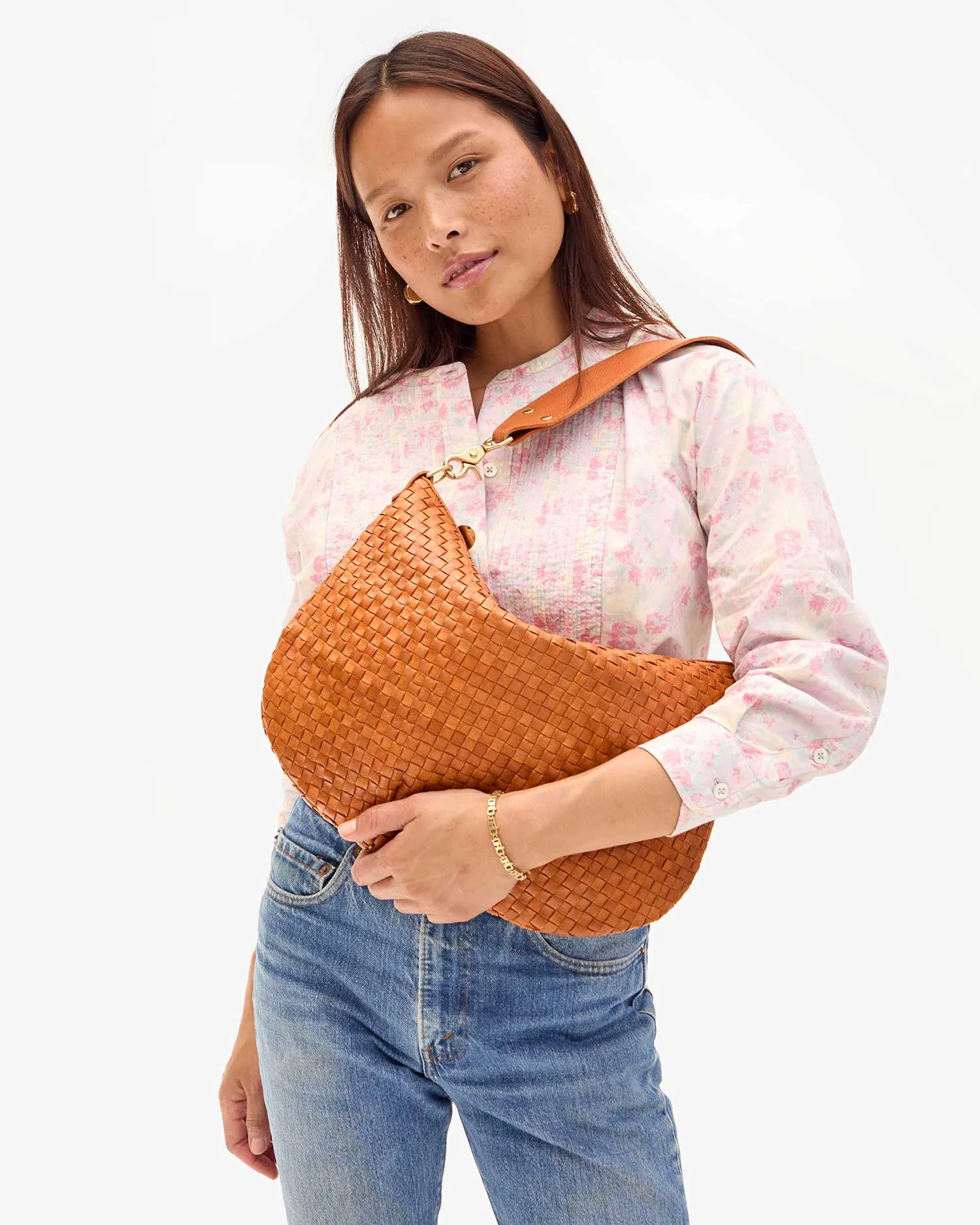 Clare V. Moyen Messenger Bag - Natural Woven Checker