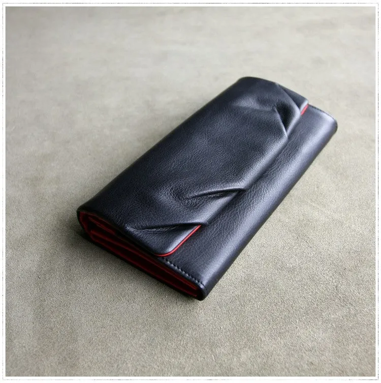 Classic Coffee Leather Womens Wallet Bifold Clutch Wallet Long Wallet for Women